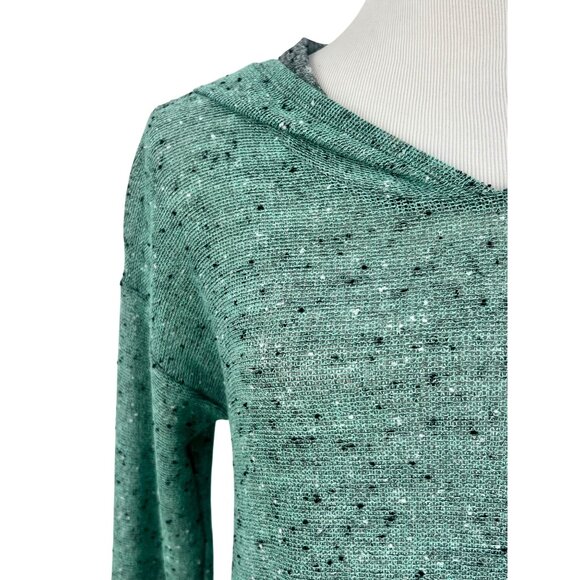 NWOT Boutique Hooded Ruffle Hem Mint Marled Knit Tunic Mini Dress - Picture 8 of 16